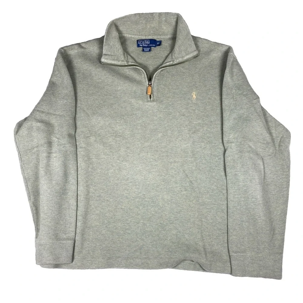 Polo Ralph  Lauren Men's XL Rib Knit Quarter Zip Sage Green Sweater Pony